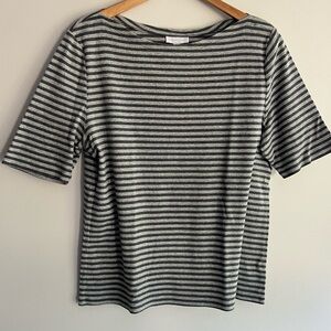 Charter Club Metallic and Gray Striped Top Extra Large